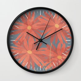 Pink Flowers Wall Clock