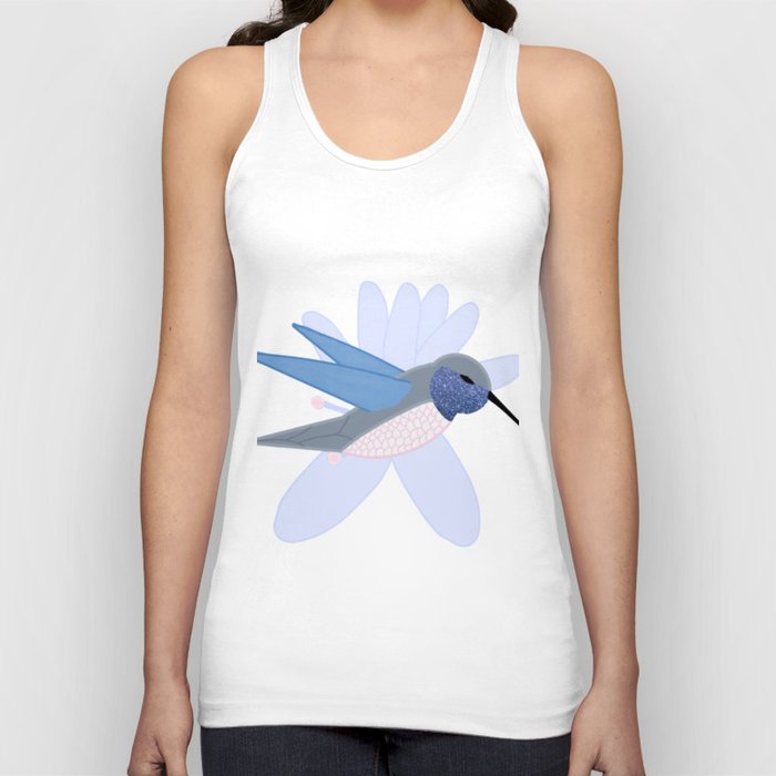 Small Blue Hummingbird Shimmer Cheeks Tank Top