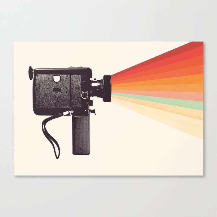 Movie Camera Rainbow Art Print by Florent Bodart