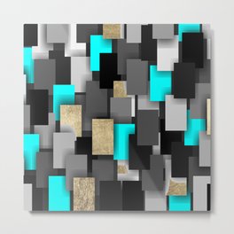 Geometrical black gold teal abstract pattern Metal Print | Geometry, Tealandgold, Geometrical, Black, Eclectic, Squares, Gold, Rectanglespattern, Abstractpattern, Modern 