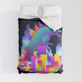 Neon city Godzilla Comforter