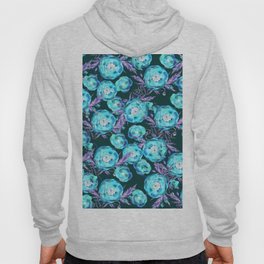 Abstract Poppy Pattern Blue And Black Hoody