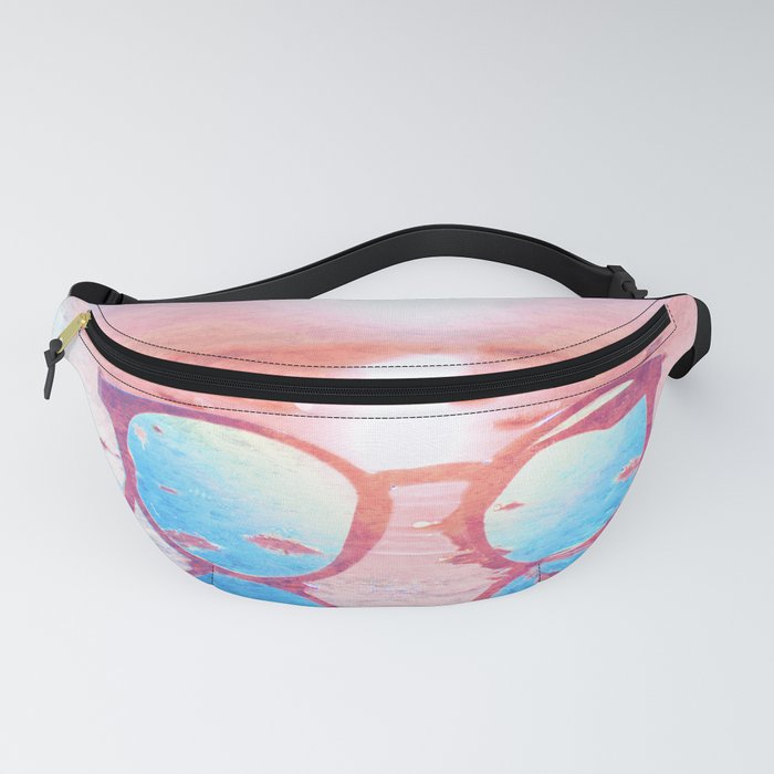 sunset glasses blush pink and blue impressionism painted realistic still life Fanny Pack