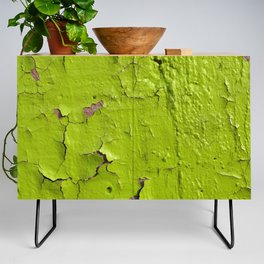 Green, yellow painted wall Credenza