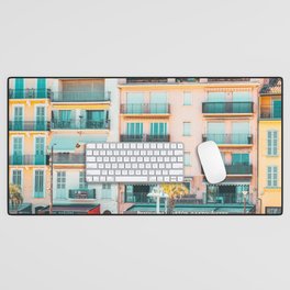 Cannes Downtown City Print, Cannes Skyline, Old Town French Riviera, Yachts And Boats, City Marina Port In France Desk Mat