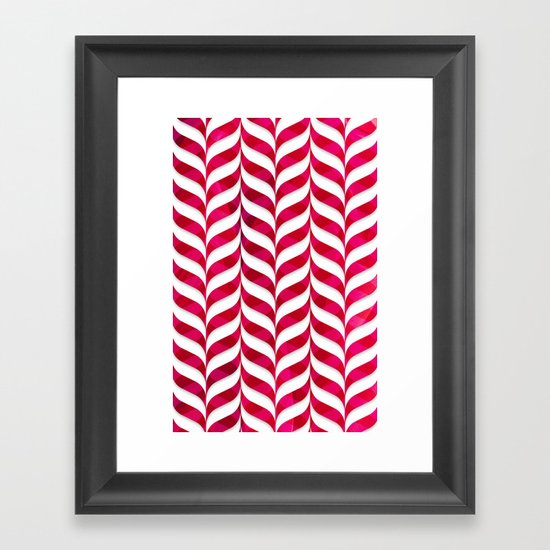 Red Leaf Herringbone Framed Art Print