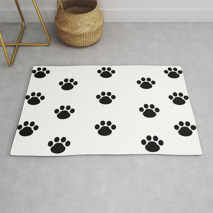 Puppy Dog Paw Prints Rug by decampstudios