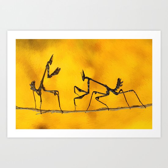Praying Mantis vs Praying Mantis Art Print