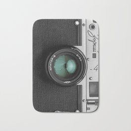 Classic vintage camera design | blue lens Bath Mat