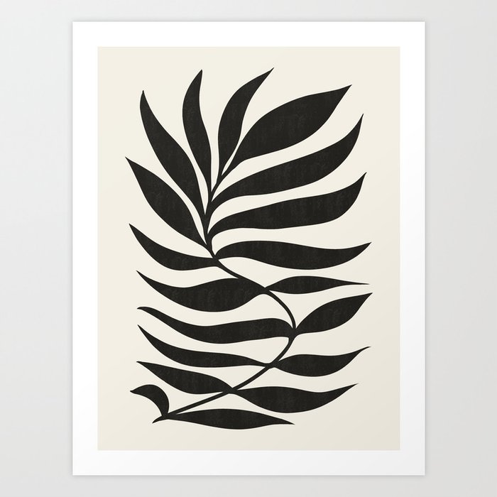 Minimalist Black Plant - Abstract Botanical Art Art Print