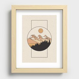 Three Sisters Canmore Landscape Line Art Recessed Framed Print