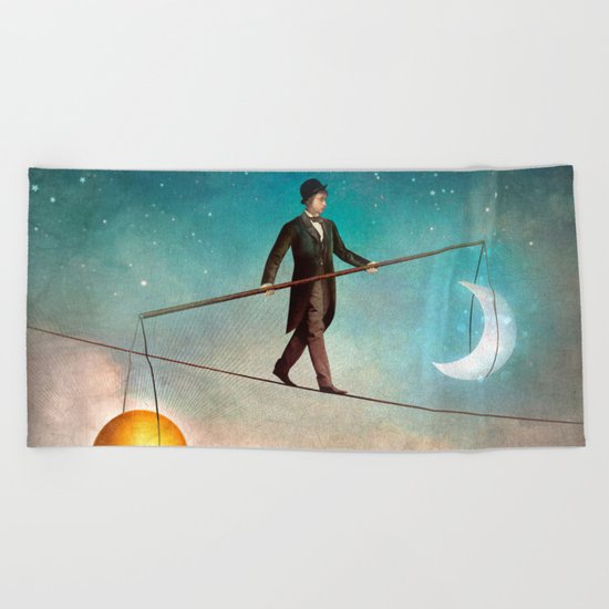 Between Night and Day Beach Towel