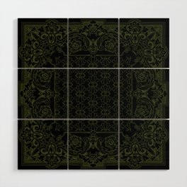 Bandana Inspired Pattern | Green on Black Wood Wall Art