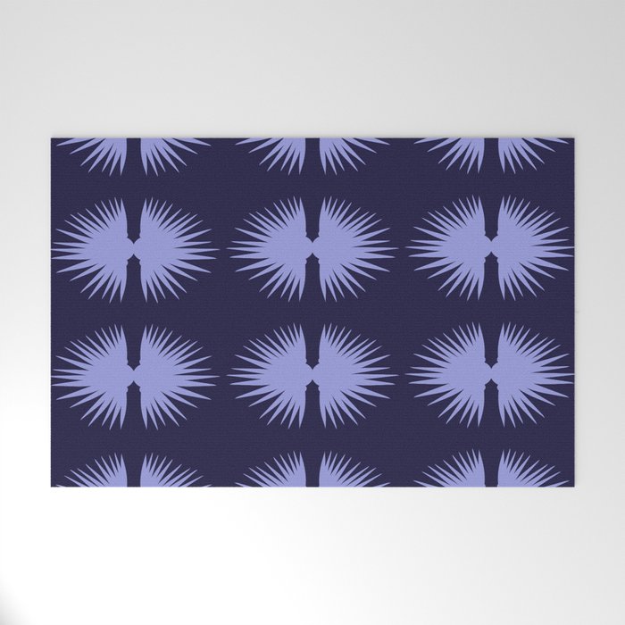 Leaf Head Lilac and Navy Welcome Mat