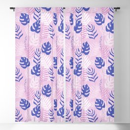 A Playful Colorful, Tropical Monstera Leaves, Palm Leaves Design Blackout Curtain