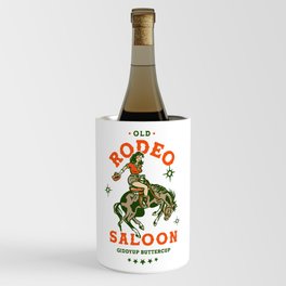 Old Rodeo Saloon: Giddy Up Buttercup. Vintage Cowgirl Pinup Art Wine Chiller