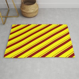 [ Thumbnail: Dark Red and Yellow Colored Lines/Stripes Pattern Rug ]