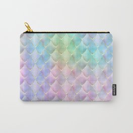 Glam Pastel Colors and Gold Dragon Scales Carry-All Pouch