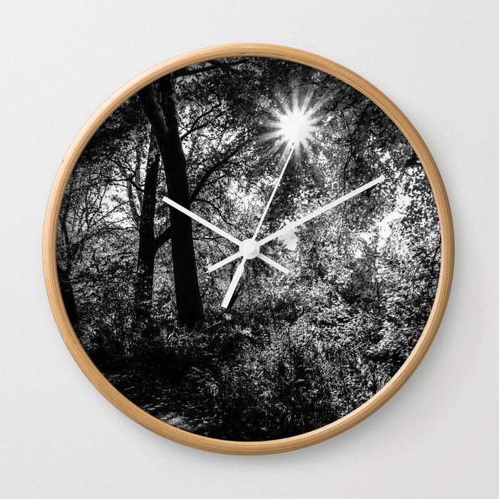 Autumn Fall in Central Park in New York City black and white Wall Clock