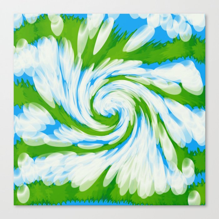 Groovy Green Blue Swirl Canvas Print