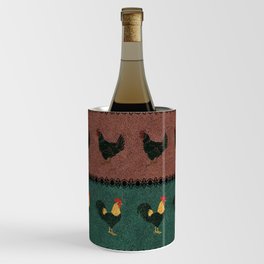 Rooster and Hen in Velvety Rustic Pattern Wine Chiller