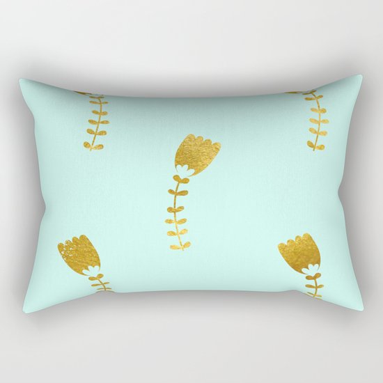 Mint Gold Foil 03 Rectangular Pillow
