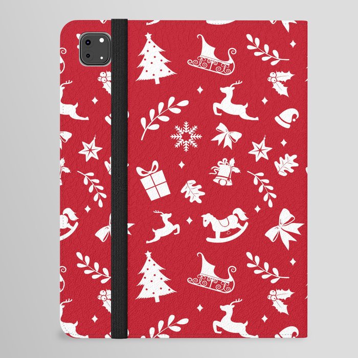 Happy Holidays Winter Modern Red Collection iPad Folio Case