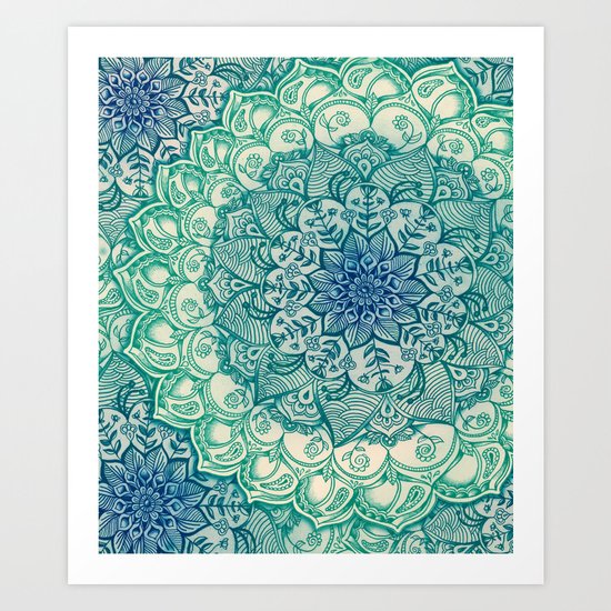 Emerald Doodle Art Print