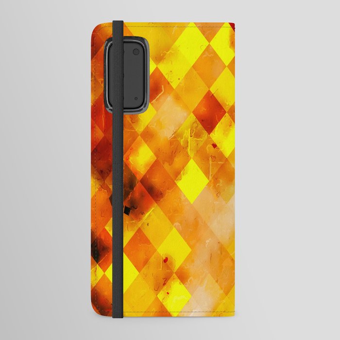 geometric pixel square pattern abstract background in brown yellow Android Wallet Case