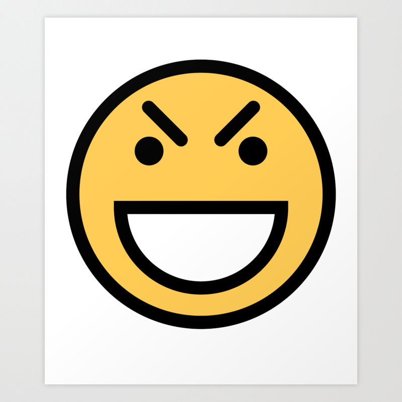 Smiley Face Big Grinning Eyebrow Raised Face Art Print By Dogboo