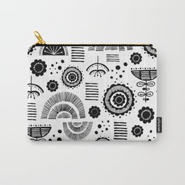 Black & White Scandi Floral Print  Carry-All Pouch