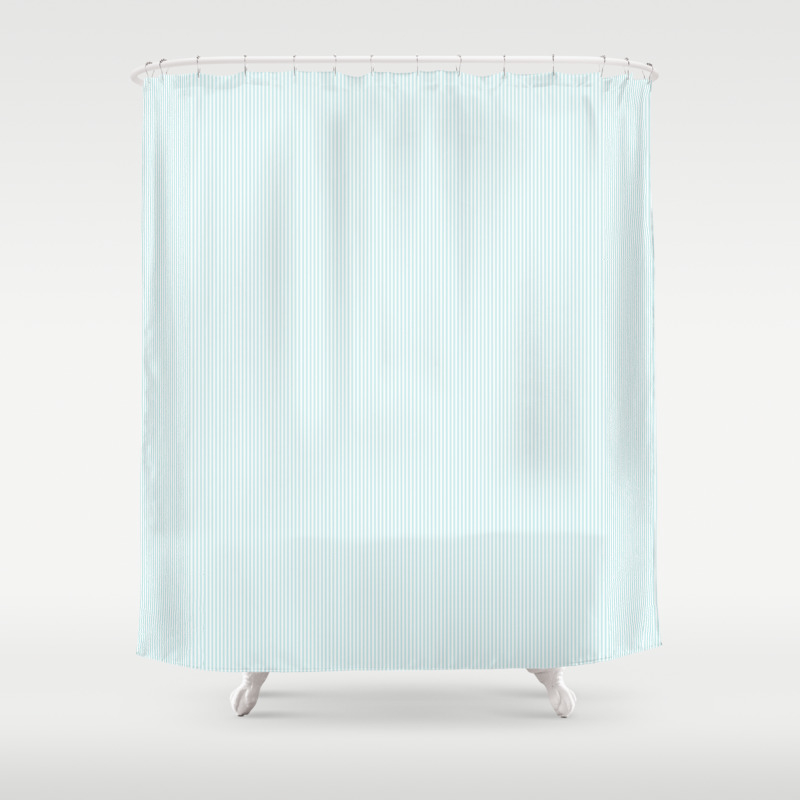 Duck Egg Pale Aqua Blue And White Vertical Thin Pinstripe Pattern