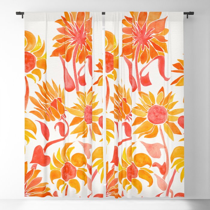 Sunflower Watercolor – Fiery Palette Blackout Curtain