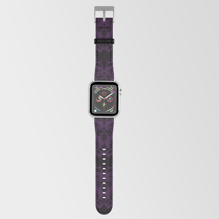 Aubergine and Black Damask Apple Watch Band