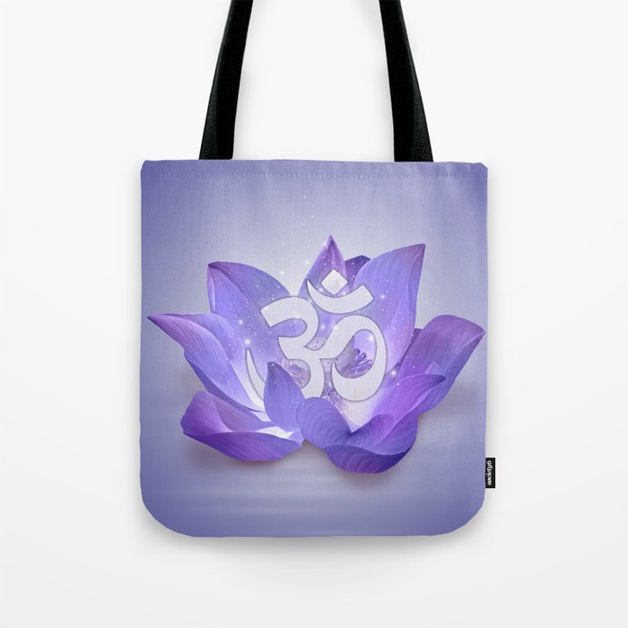 Very Peri Lotus and OM symbol Tote Bag