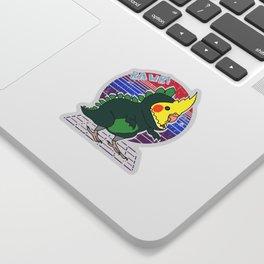 Aesthetic Vaporwave Cockatiel Dinosaur Doodle Sticker