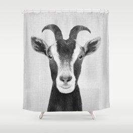 Goat - Black & White Shower Curtain