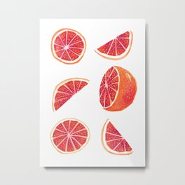 Watercolor Blood Orange Metal Print | Sweet, Blood Orange, Orange, Orange Pattern, Painting, Summer, Summery, Orange Art, Food Art, Colored Pencil 