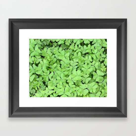 Green Clovers Framed Art Print