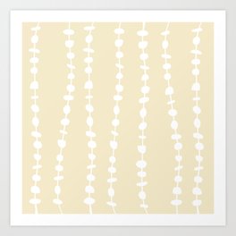 White Flowers on Light Yellow - Earthen Series Art Print