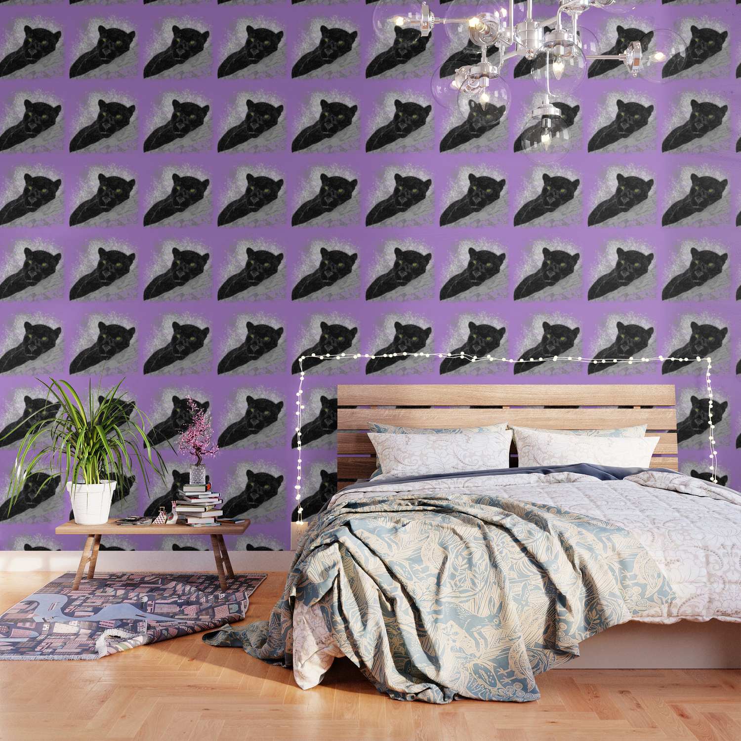 Black Panther On A Branch Purple Wallpaper By Glenthymmis Society6