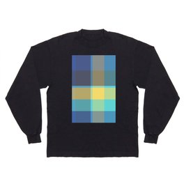 Amera - Geometric Modern Minimal Colorful Retro Summer Vibes Art Design in Blue and Yellow Long Sleeve T-shirt