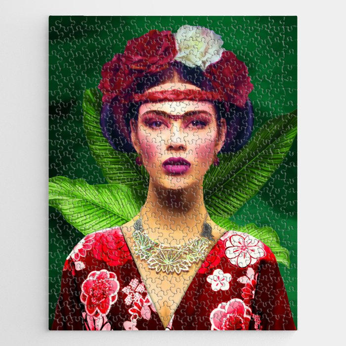 Classic digital oil painting of Asian women with traditional clothing and flowers in her hair Jigsaw Puzzle