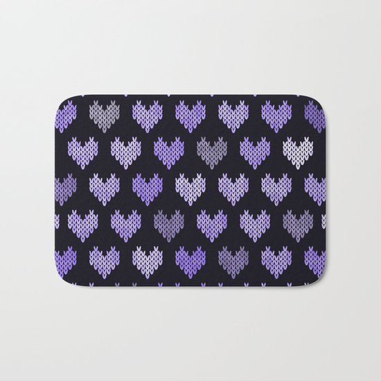 Colorful Knitted Hearts V Bath Mat