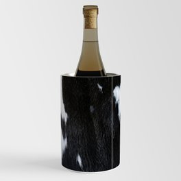 Black and White Cowhide, Cow Skin Print Pattern Wine Chiller