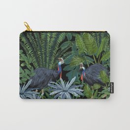 Cassowary in the jungle Carry-All Pouch | Fernmix, Cyapdesigns, Animal, Papuanewguinea, Giantfern, Bigbird, Birdrainforest, Greenteam, Tree, Painting 