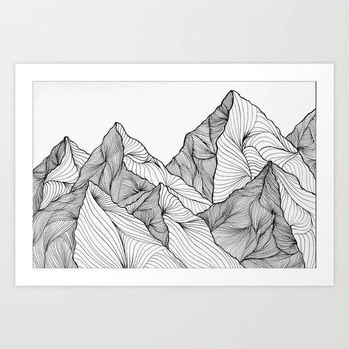 Curving Lines Mountain Landscape Art Print By Sitjiandbaba Society6
