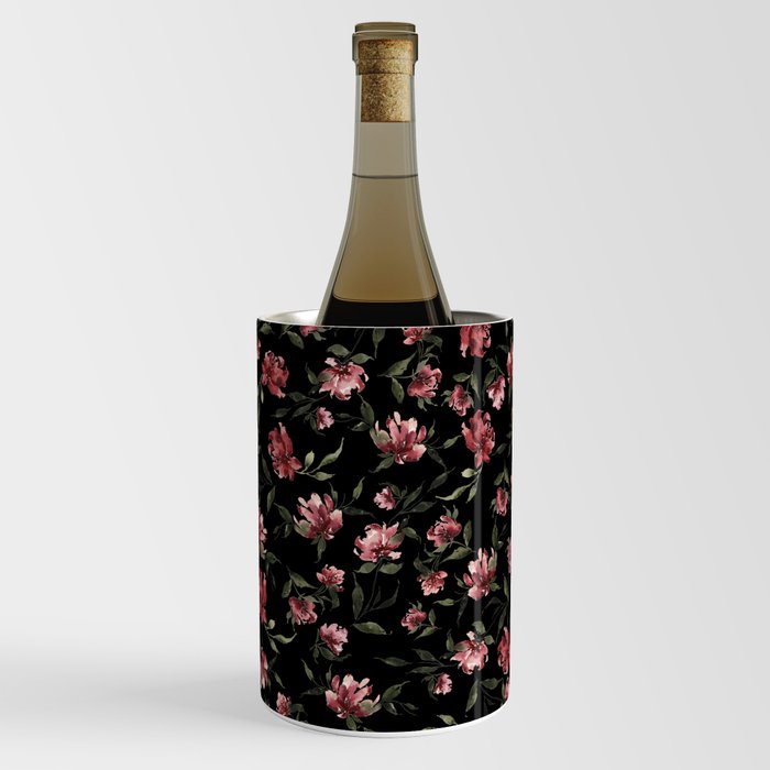 Loose Watercolor Florals - Romantic Red Roses Wine Chiller