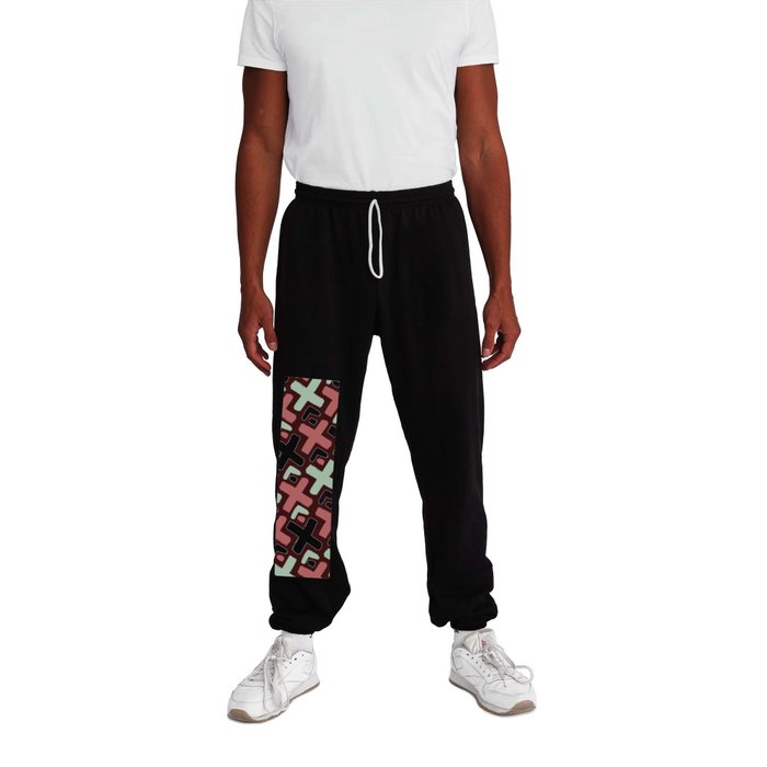 Retro Shapes Cross Pattern 90s 80s Color Sweatpants by TIMELESS