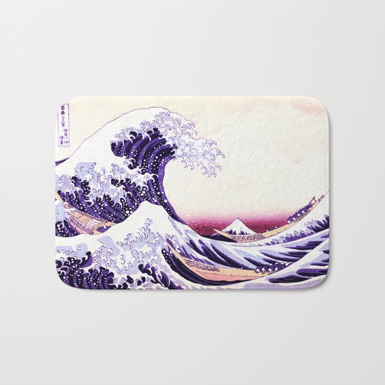 The Great wave purple fuchsia Bath Mat